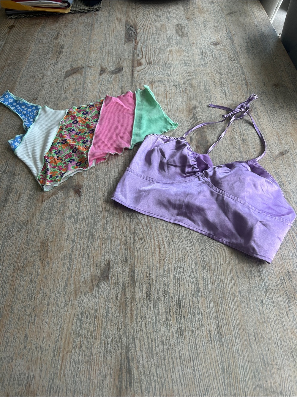 SHEIN Lavender Halter Bralette with Pastel Multi-Panel Bandeau